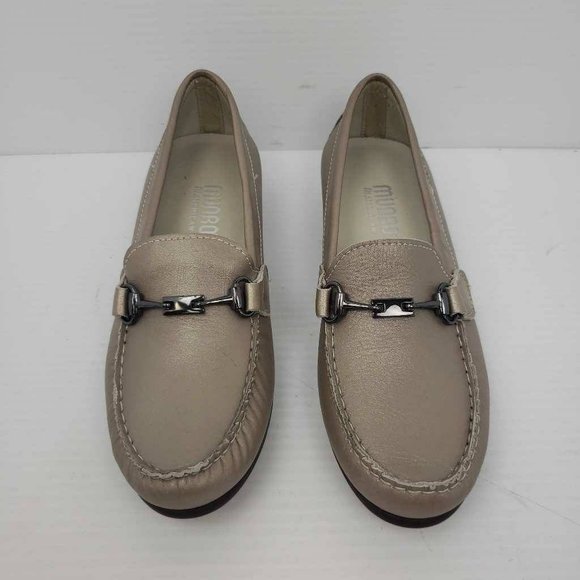 Munro American Womens Kimi Loafer Flat Shoes Beige Leather Horsebit 6.5 M New - Picture 5 of 16